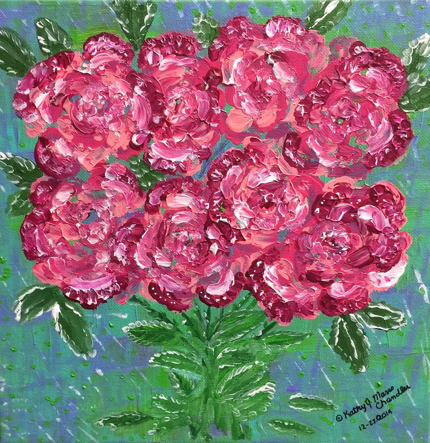 Red Pink Roses Painting by Kathy Marrs Chandler