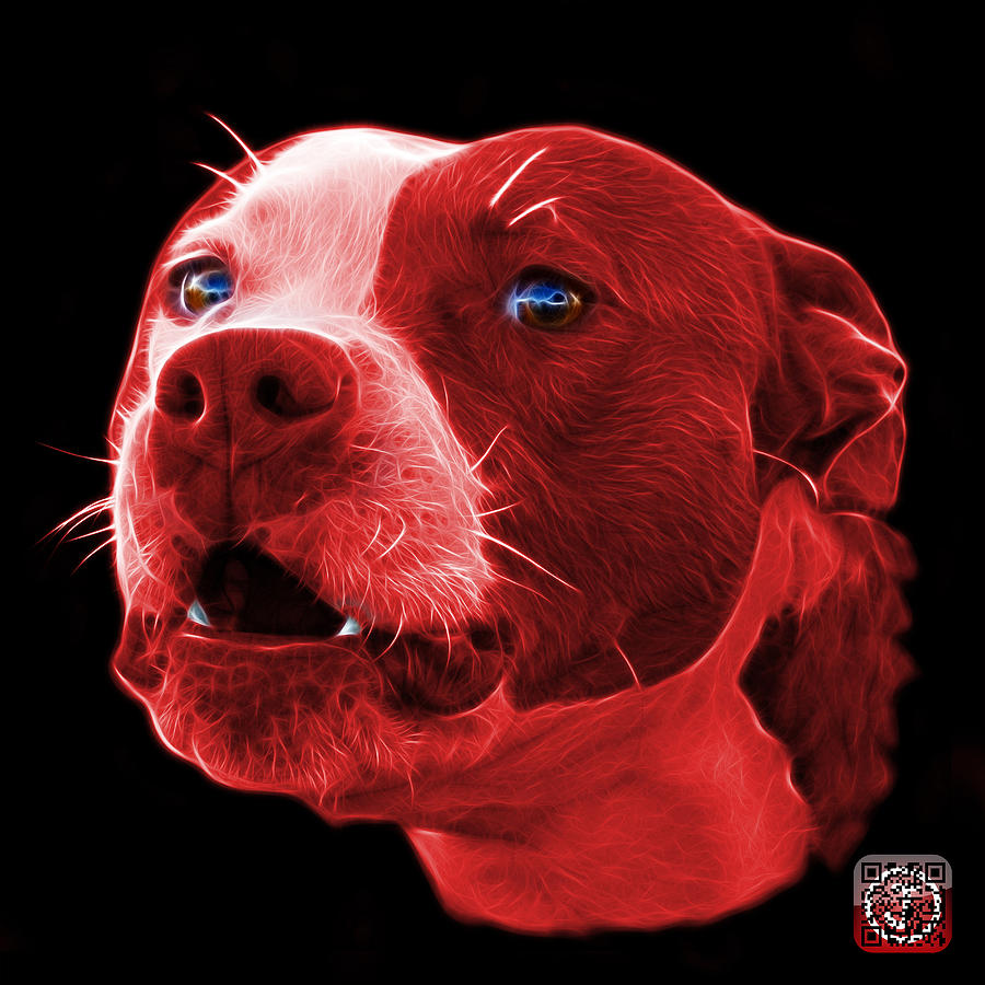 Red Pitbull Dog 7769 - Bb - Fractal Dog Art Mixed Media by James Ahn
