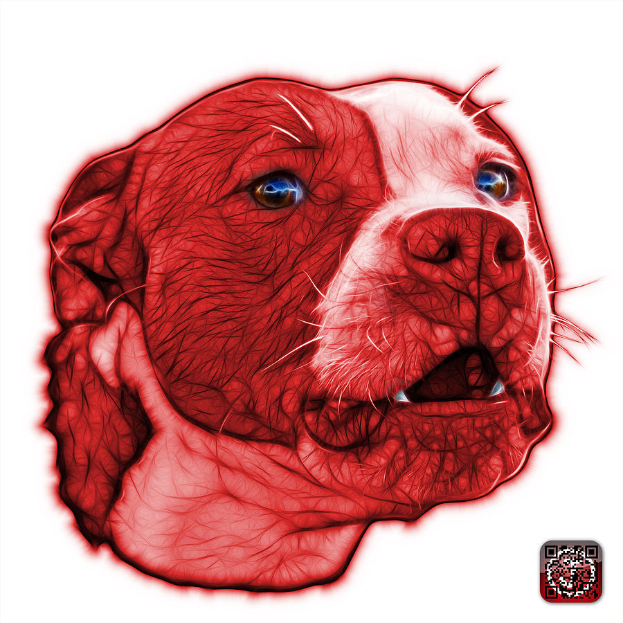 Red Pitbull Dog Art - 7769 - Wb - Fractal Dog Art Mixed Media by James Ahn