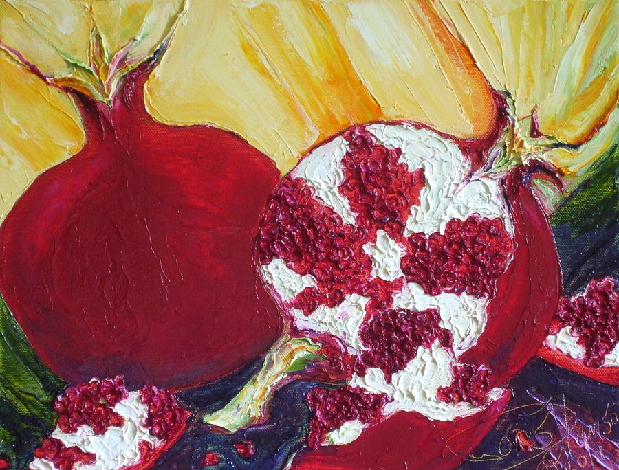 Red Pomegranates  Painting by Paris Wyatt Llanso