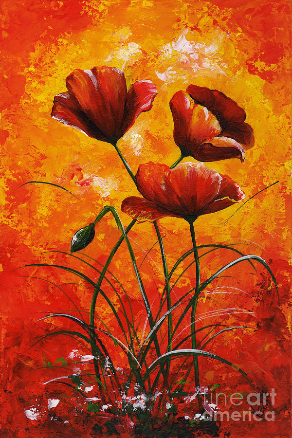 Red Poppies 020 Painting by Edit Voros - Fine Art America