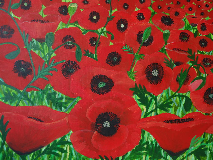 Red Poppies 1 Painting by Karen Jane Jones