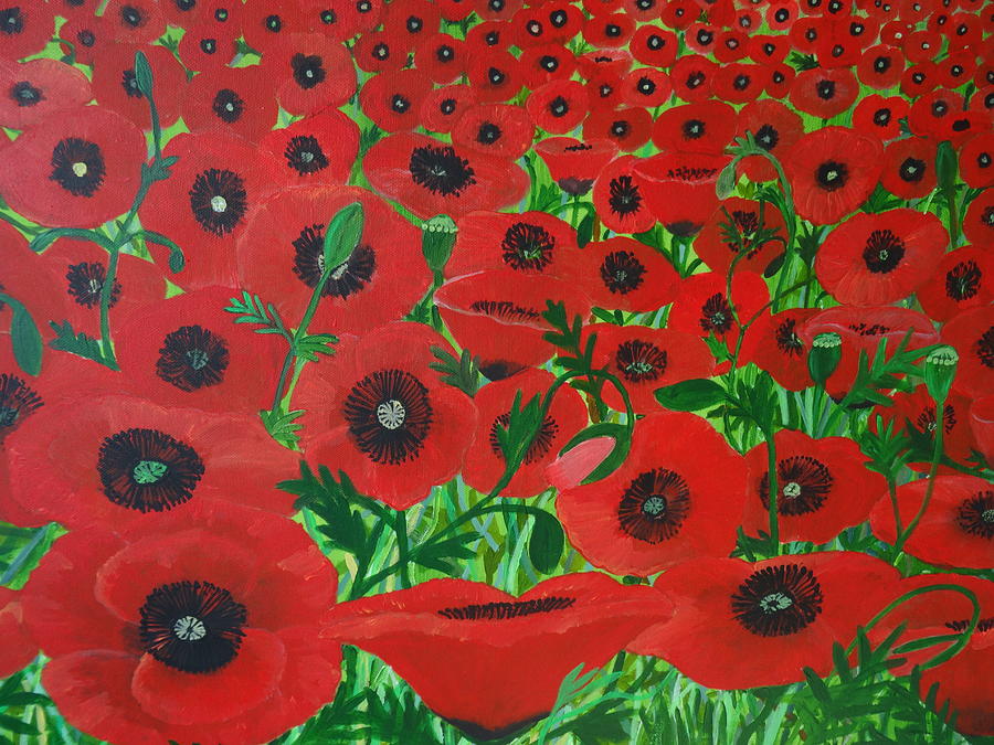 Red Poppies 2 Painting by Karen Jane Jones