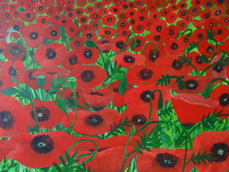 Red Poppies 3 Painting by Karen Jane Jones