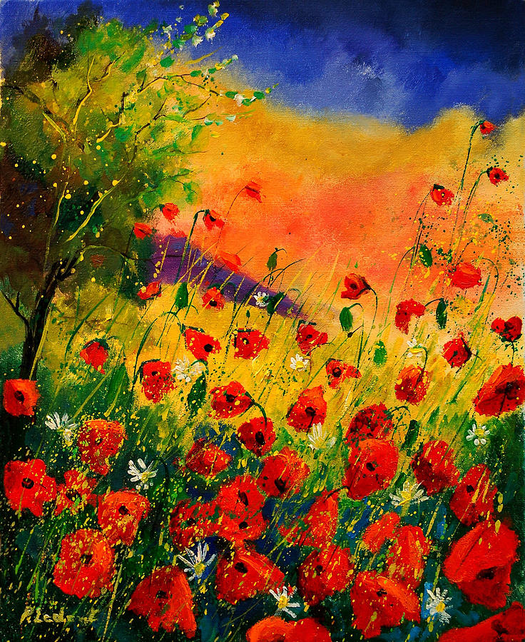 Red Poppies 45 Painting by Pol Ledent