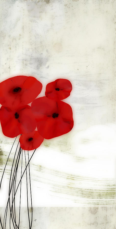 Red Poppies abstract art  Painting by Ann Powell