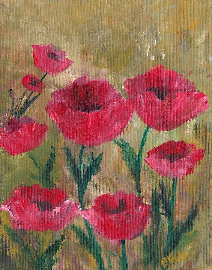 Red Poppies Painting by Bev Veals