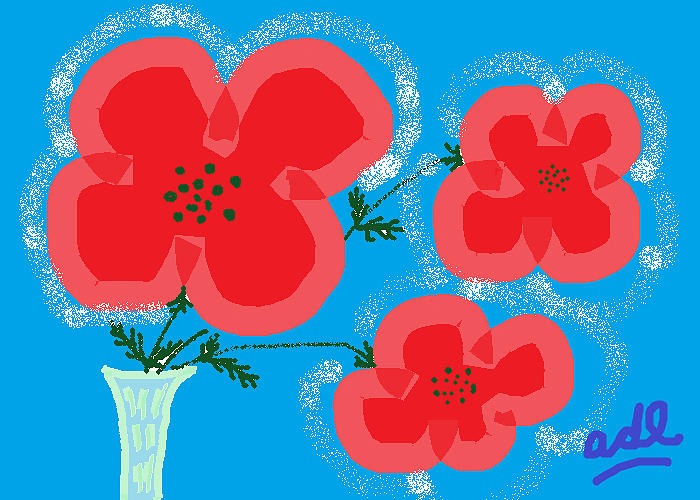 Poppy Painting - Red Poppies Blue Ground by Anita Dale Livaditis