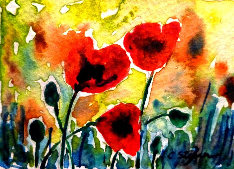 Red Poppies Painting by Cristina Stefan