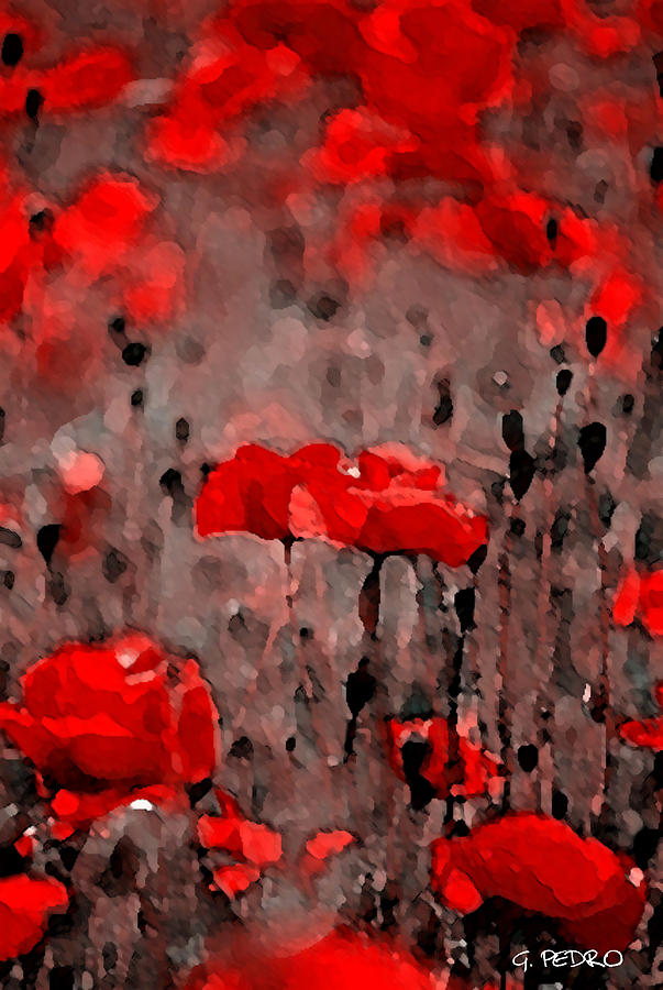 Red Poppies Painting by George Pedro