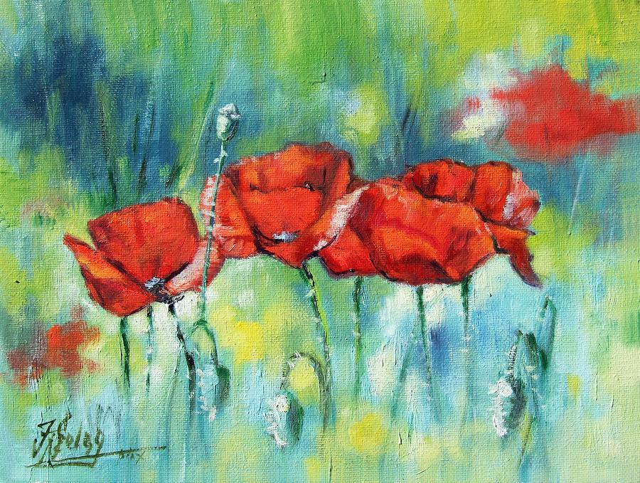 Red poppies Painting by Irek Szelag