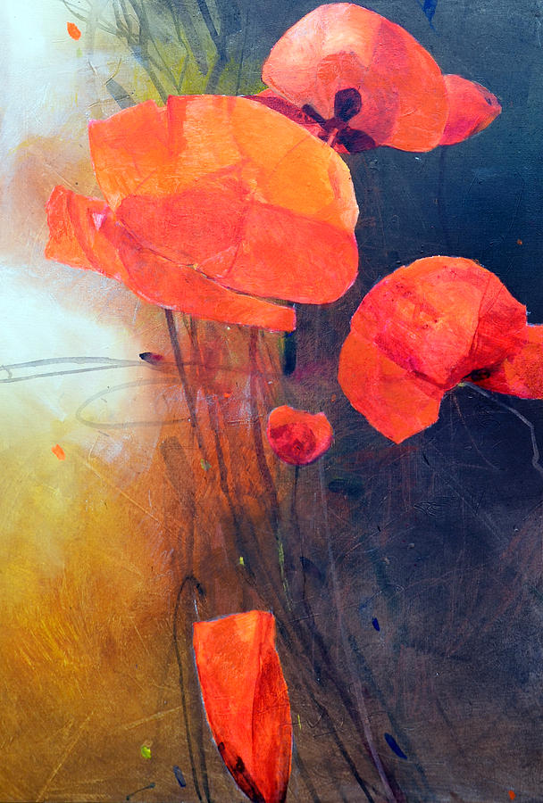 Flowers Still Life Painting - Red Poppies by Istvan Korbely