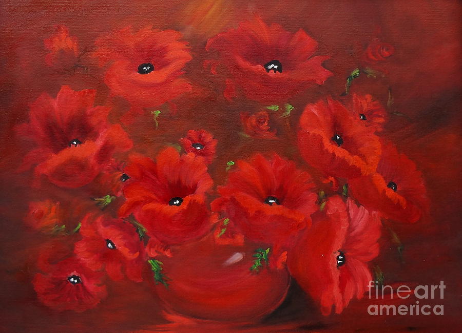 Red Poppies  Painting by Jenny Lee