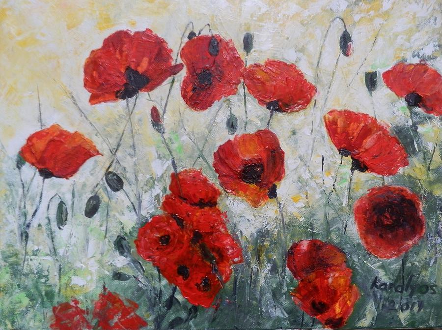 Red poppies Painting by Maria Karalyos - Fine Art America