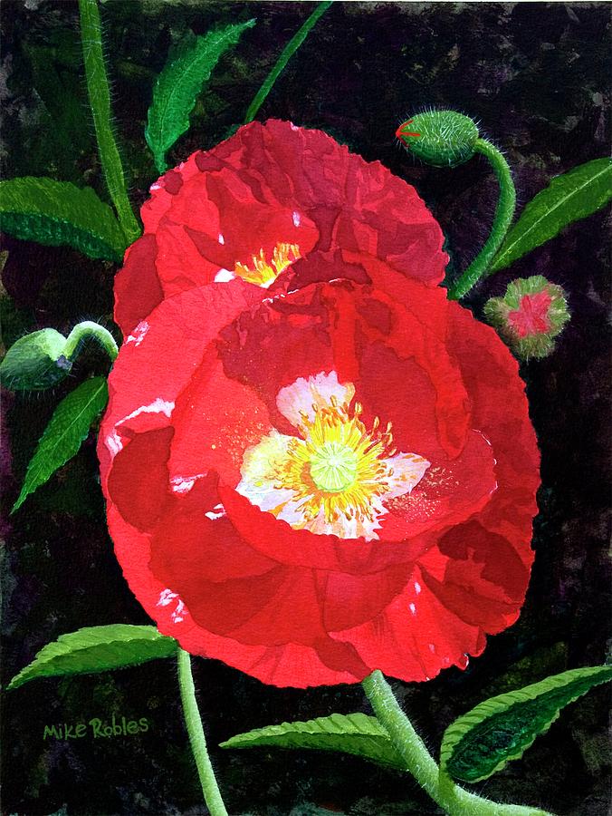Red Poppies Painting by Mike Robles