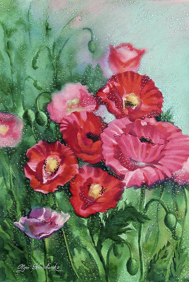 Flower Painting - Red Poppies - I by Olga Shevchenko