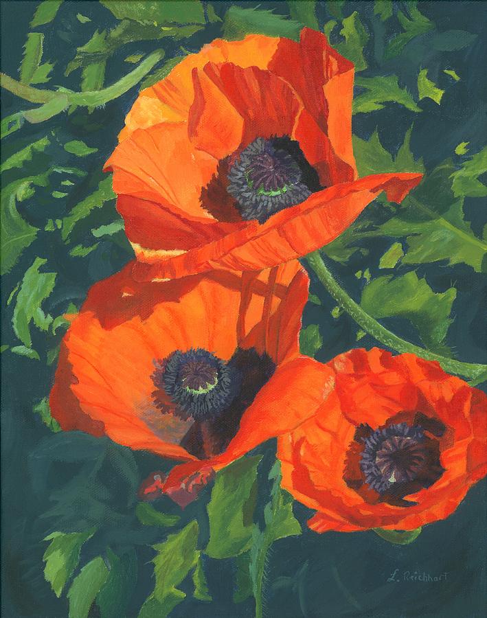 Red Poppies Three Painting by Lynne Reichhart