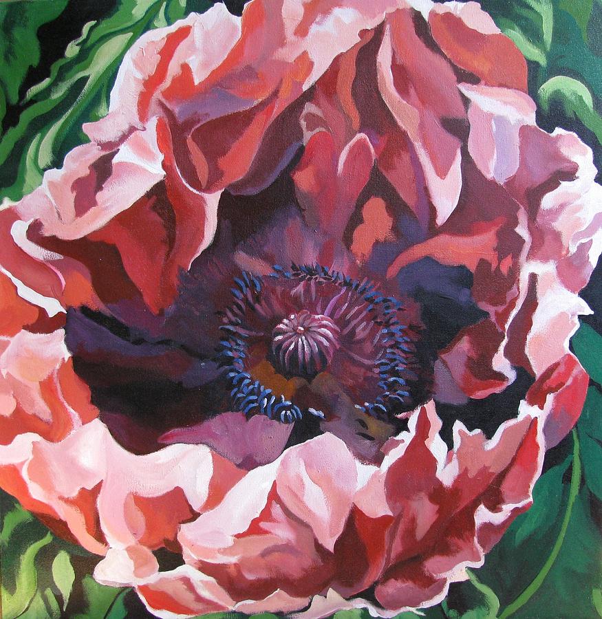 Red Poppy Painting by Alfred Ng