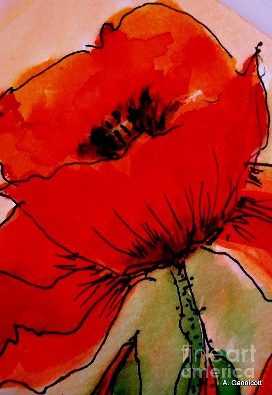 Poppy Painting - Red Poppy by Angela Gannicott