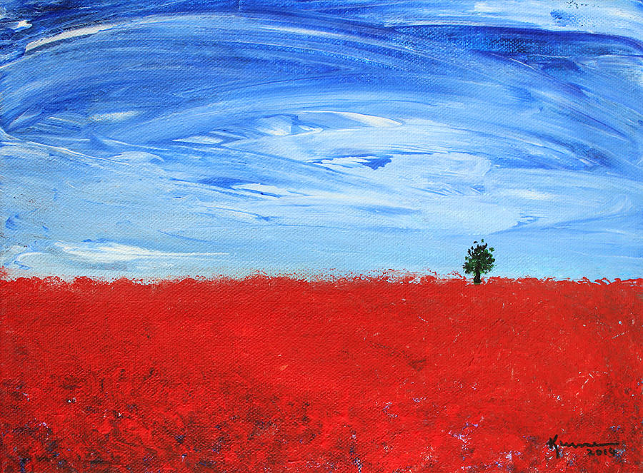 Red Poppy Field Painting by Kume Bryant