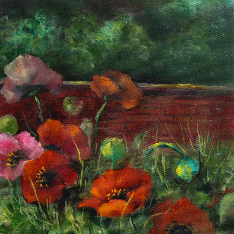 Flower Painting - Red Poppy Garden by Elaine Bailey