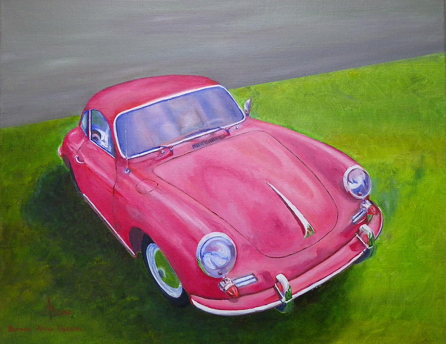 Red Porsche 356 Painting by Anna Ruzsan
