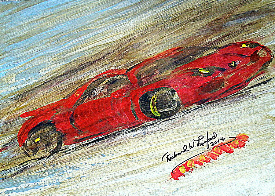Red Porsche 918 Spyder Convertible with Weissach 2015 Painting by Richard W Linford