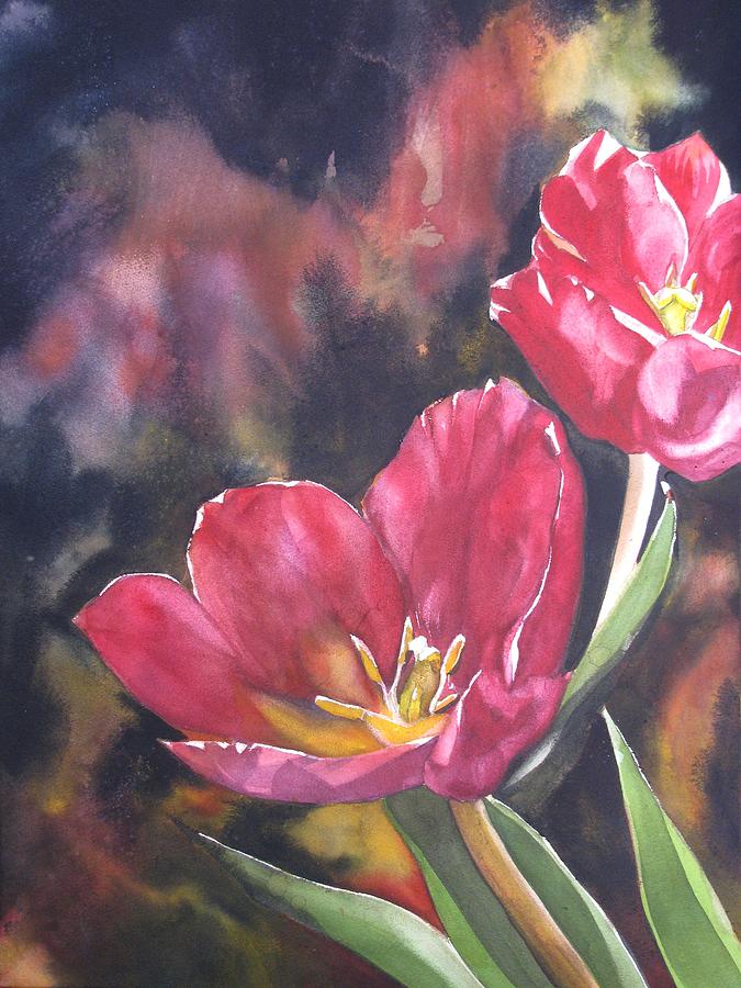 Red Red Tulips Painting by Alfred Ng