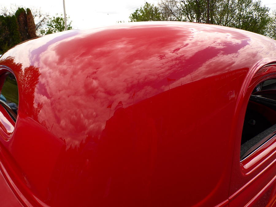 Red reflection of antique car Photograph by Karl Rose