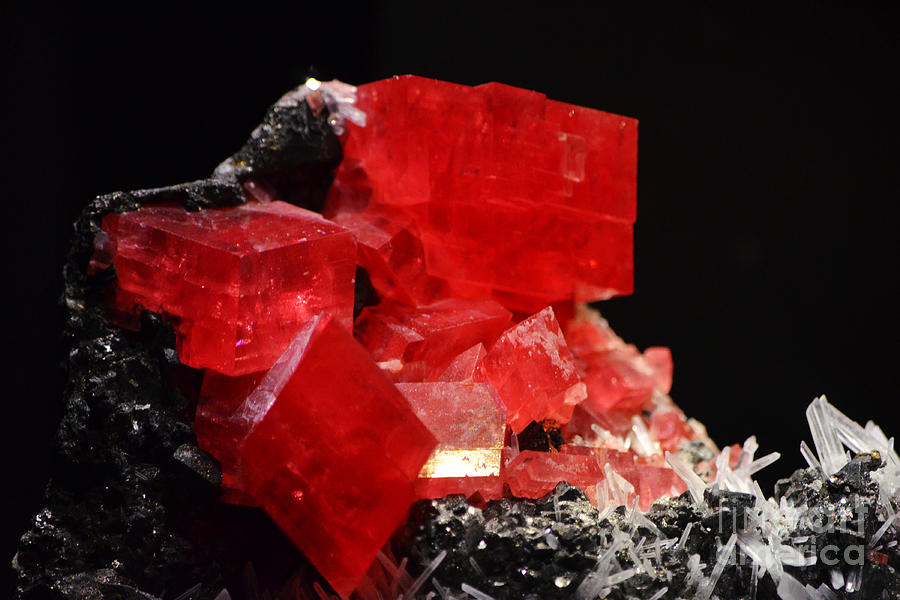 Red Rhodochrosite Crystal Macro Photograph by Shawn OBrien