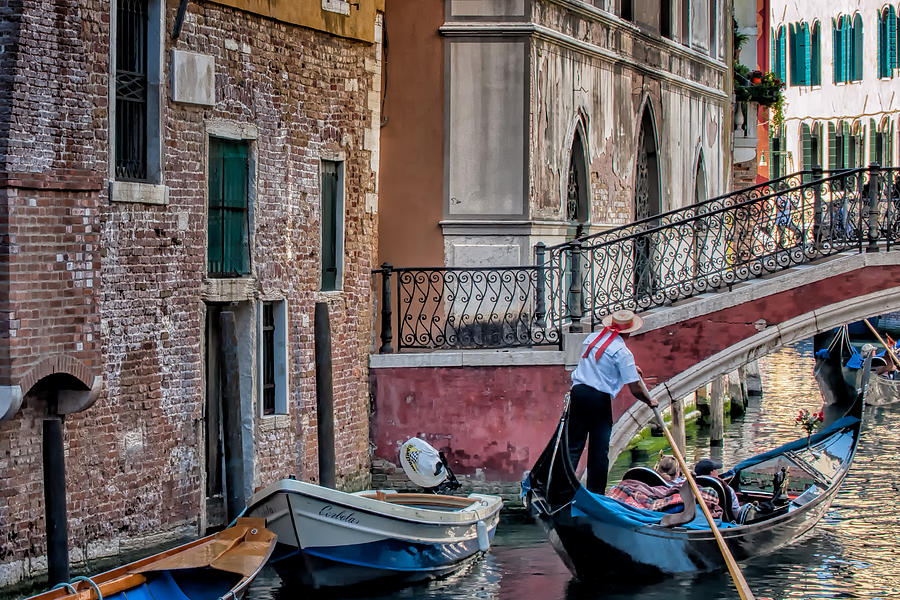 Red Ribbon Gondolier Photograph by Joan Herwig