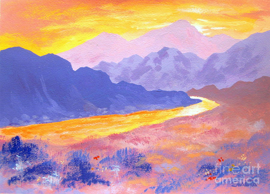 Impressionism Painting - Red  River  Canyon  by Shasta Eone
