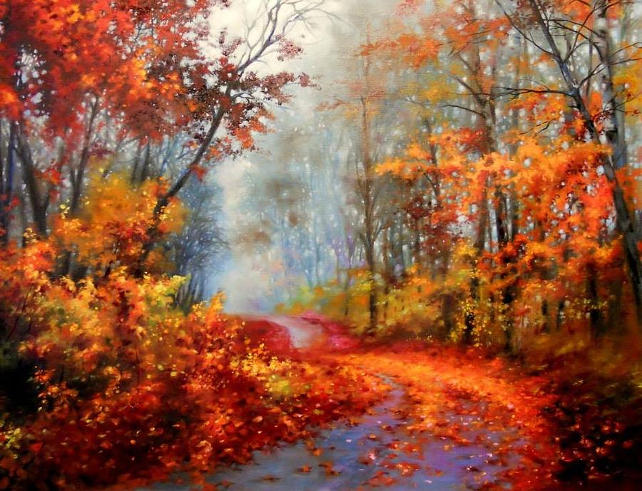 Red Road Painting By Parfene Gina - Fine Art America