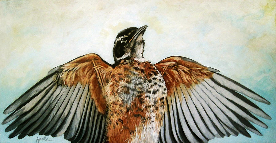 RED ROBIN Bird realistic animal art original painting Painting by Linda  Apple - Fine Art America