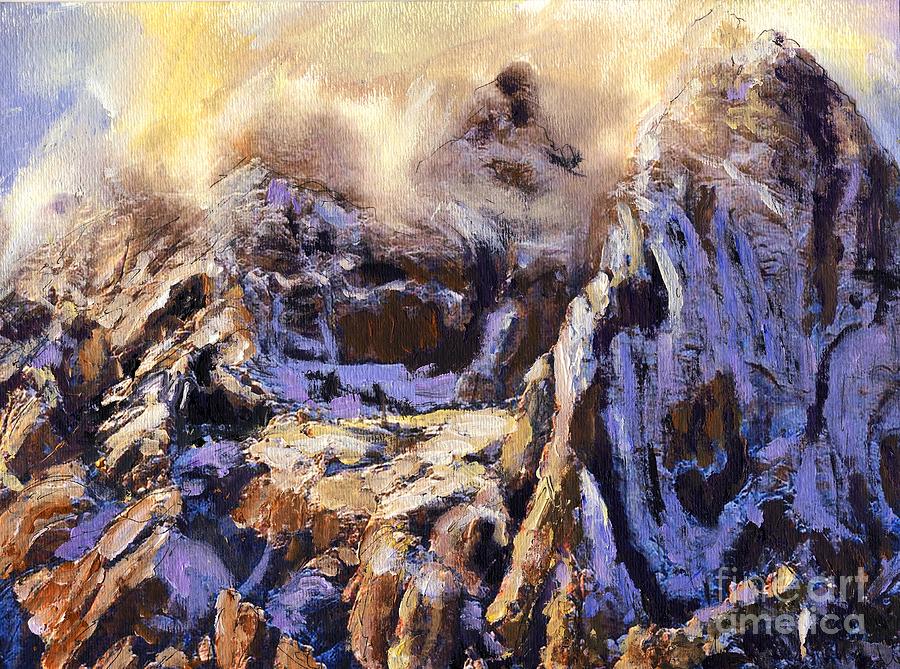 Red Rock Snow Squall Painting by Randy Sprout
