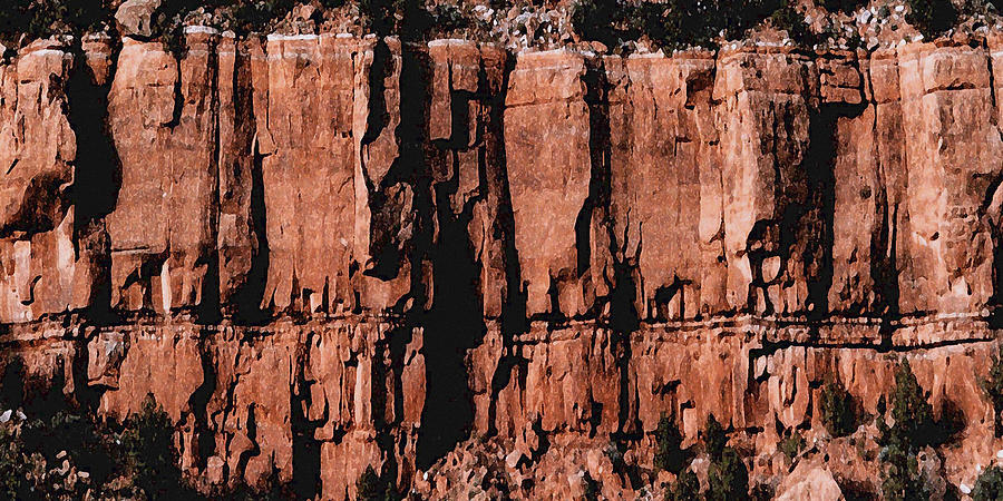 Red Rock Wall Digital Art by David Hansen
