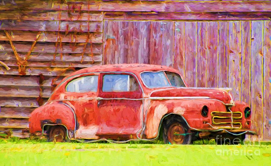Old red car Photograph Les Palenik -
