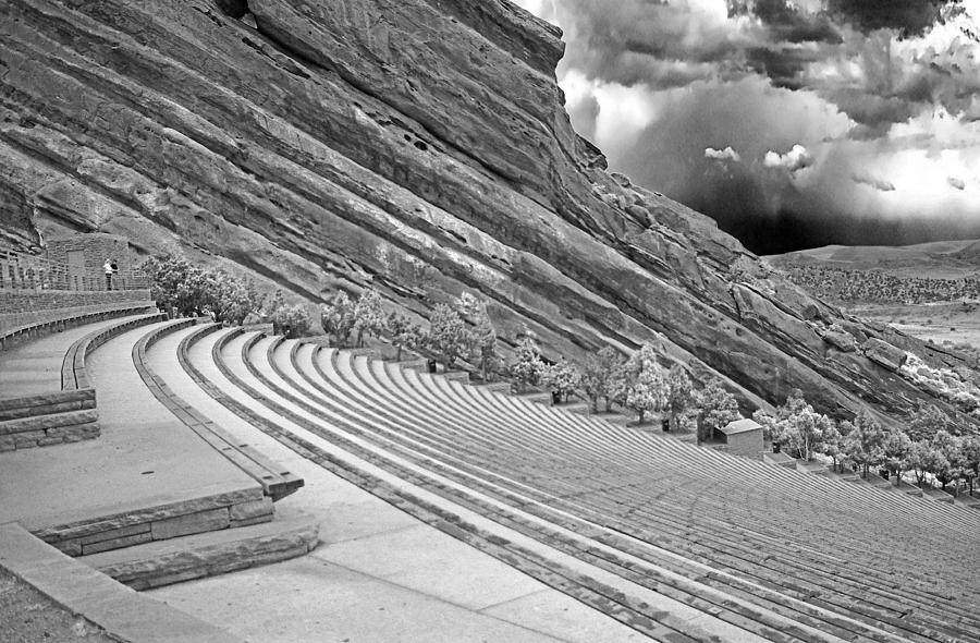 Architecture Photograph - Red Rocks Amphitheater - Black and White by Rich Walter