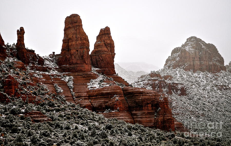 Red Rocks In Snow Photograph