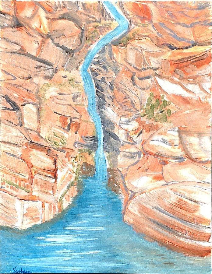Red Rocks of Water Painting by Suzanne Surber