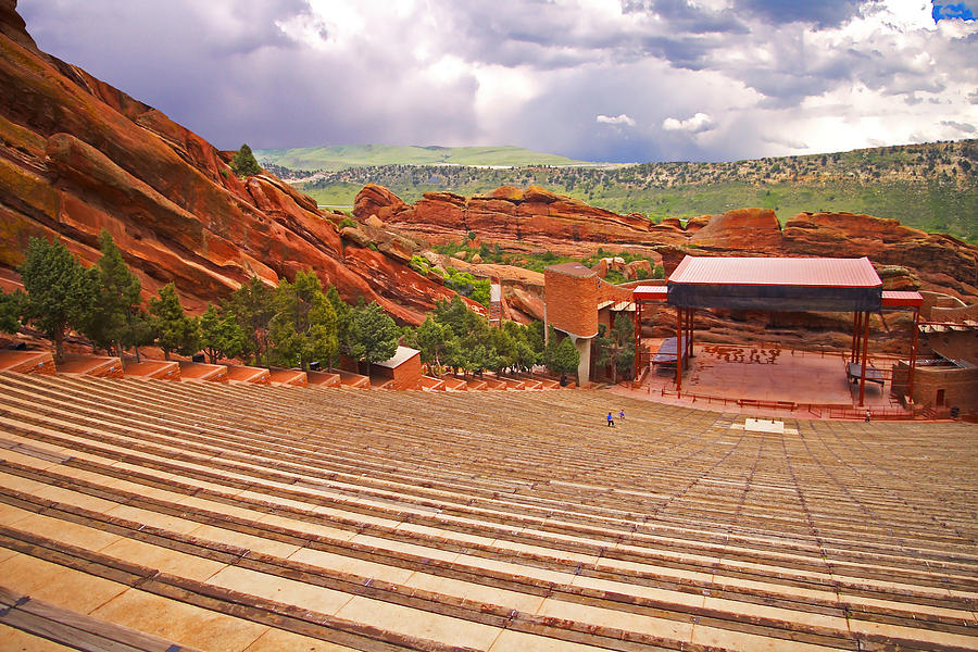 Architecture Photograph - Red Rocks Park Amphitheater - left side by Rich Walter