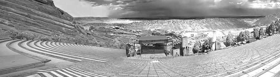 Architecture Photograph - Red Rocks Wide Angle In Black And White by Rich Walter