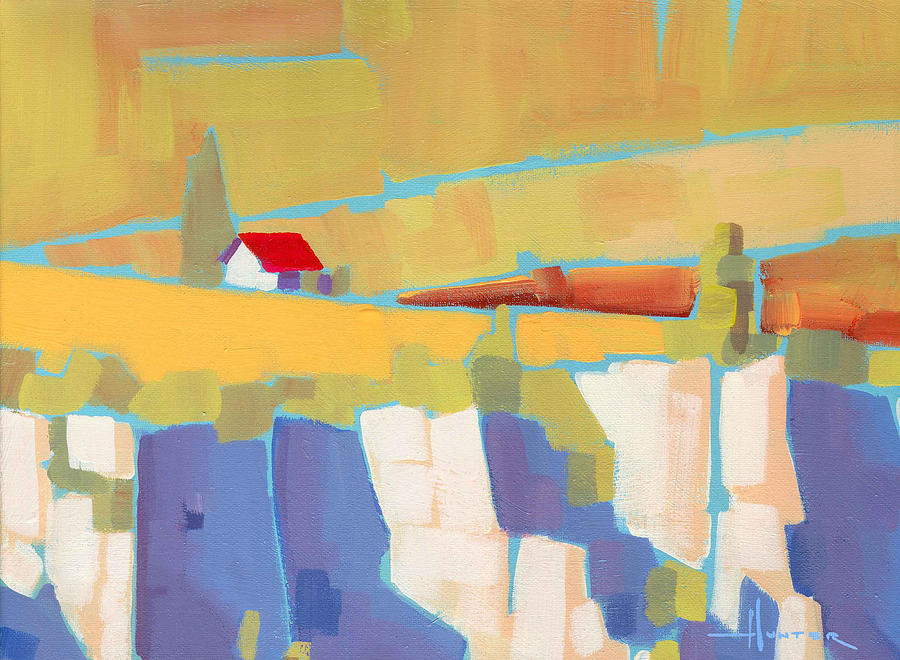 Red Roof Landscape Painting by Larry Hunter