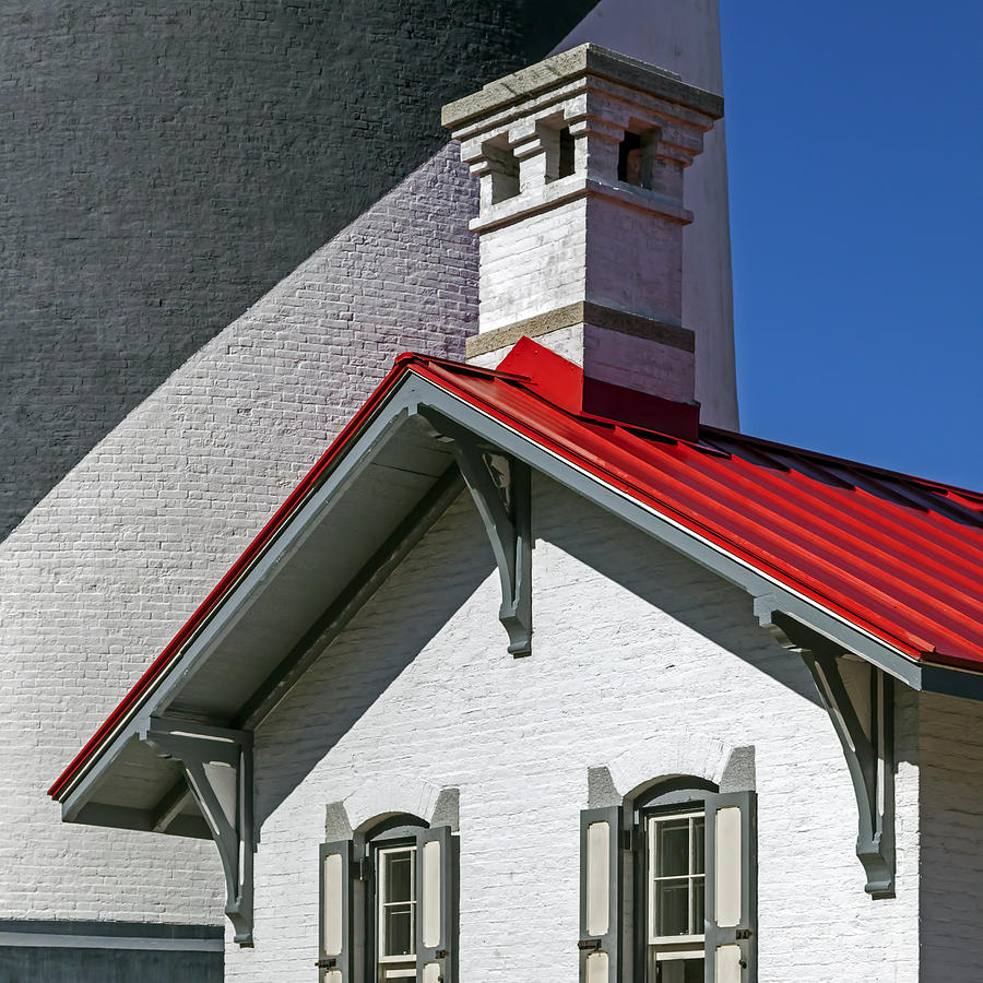 Red Roofed Lighthouse Cottage Photograph