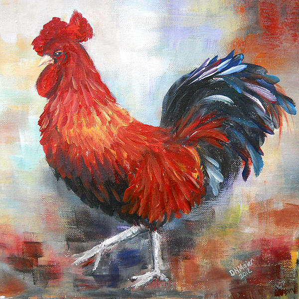 Red Rooster Painting by Dorothy Maier