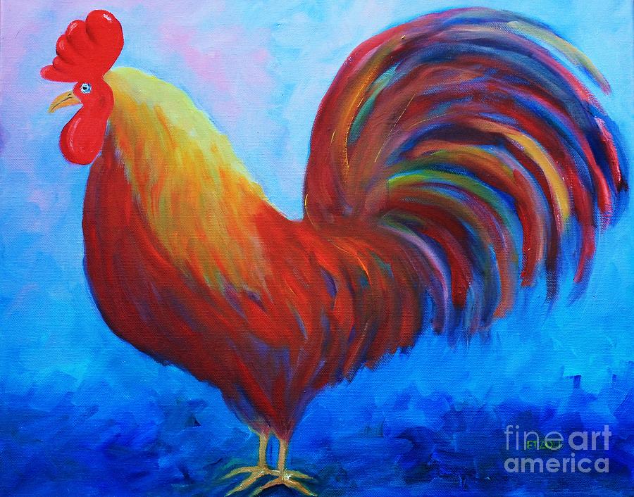 Red Rooster Painting by Melinda Etzold