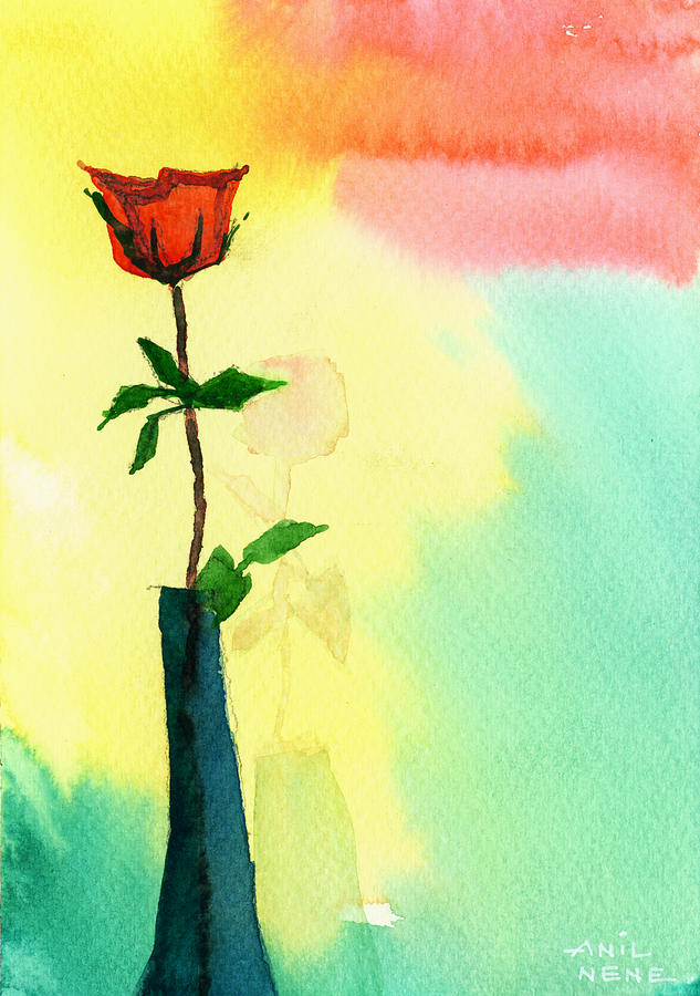 Red Rose 1 Painting by Anil Nene