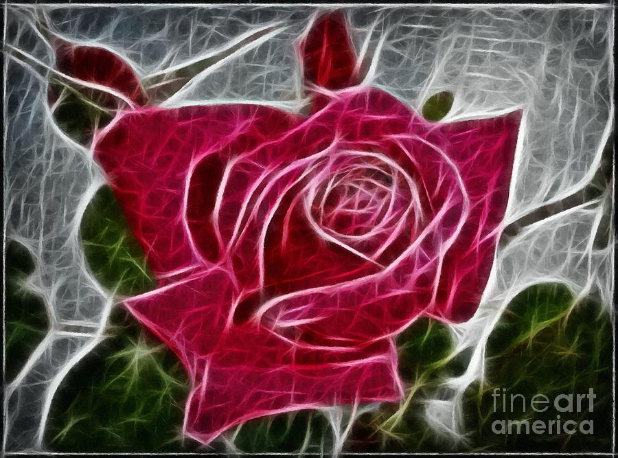 Red Rose Expressive Brushstrokes Photograph by Barbara A Griffin