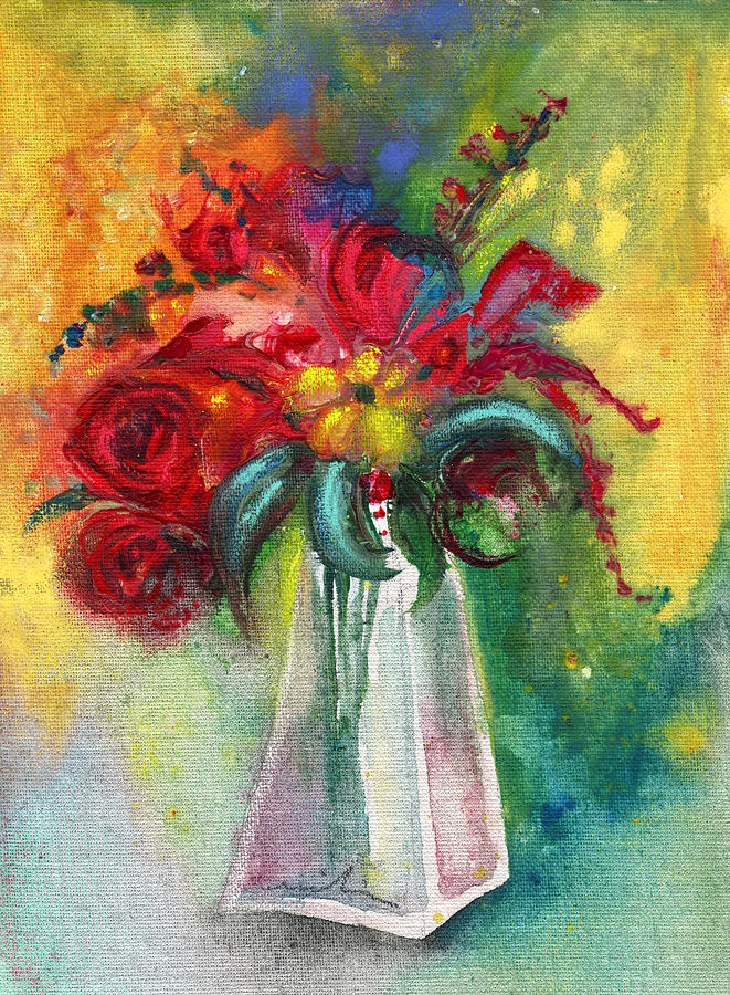 Red Roses Bouquet Painting by Miki De Goodaboom