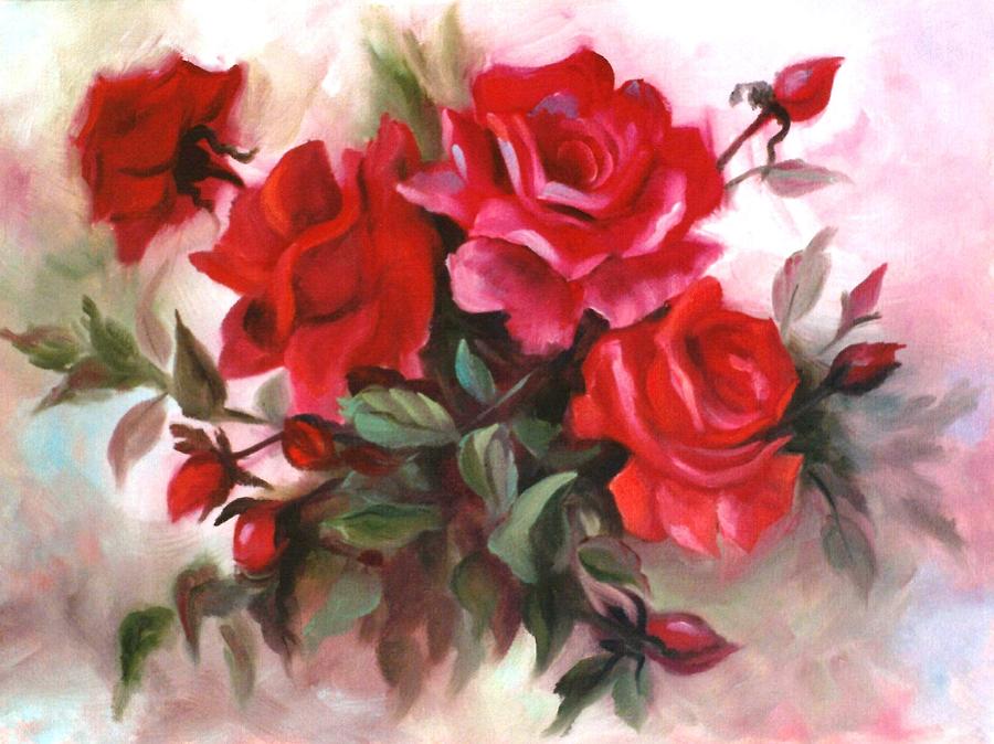 Red Roses Painting by Cathy Geiger - Fine Art America